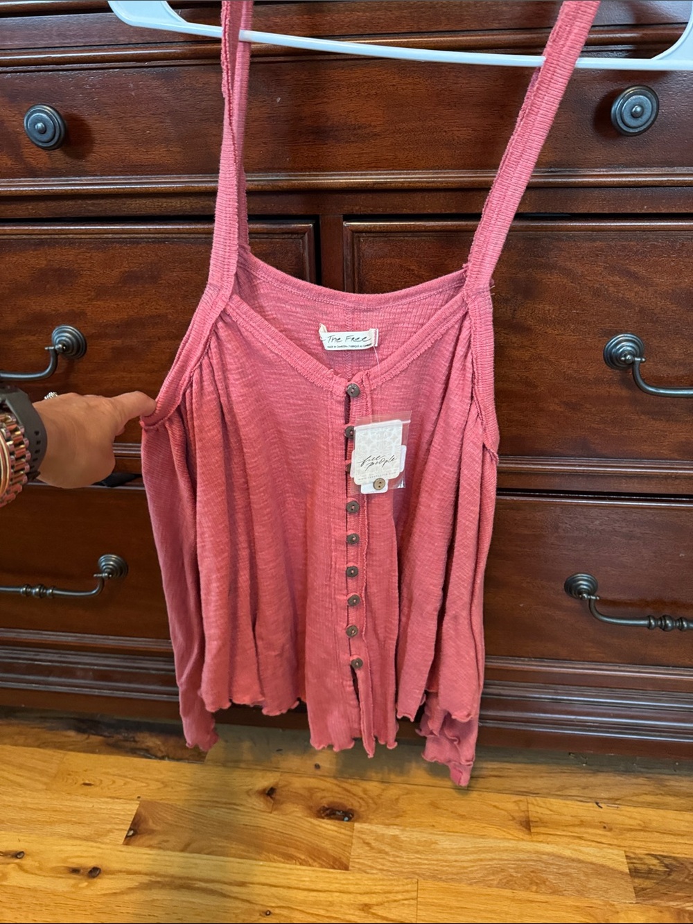 Free People Dusty Rose Button-Front Cami